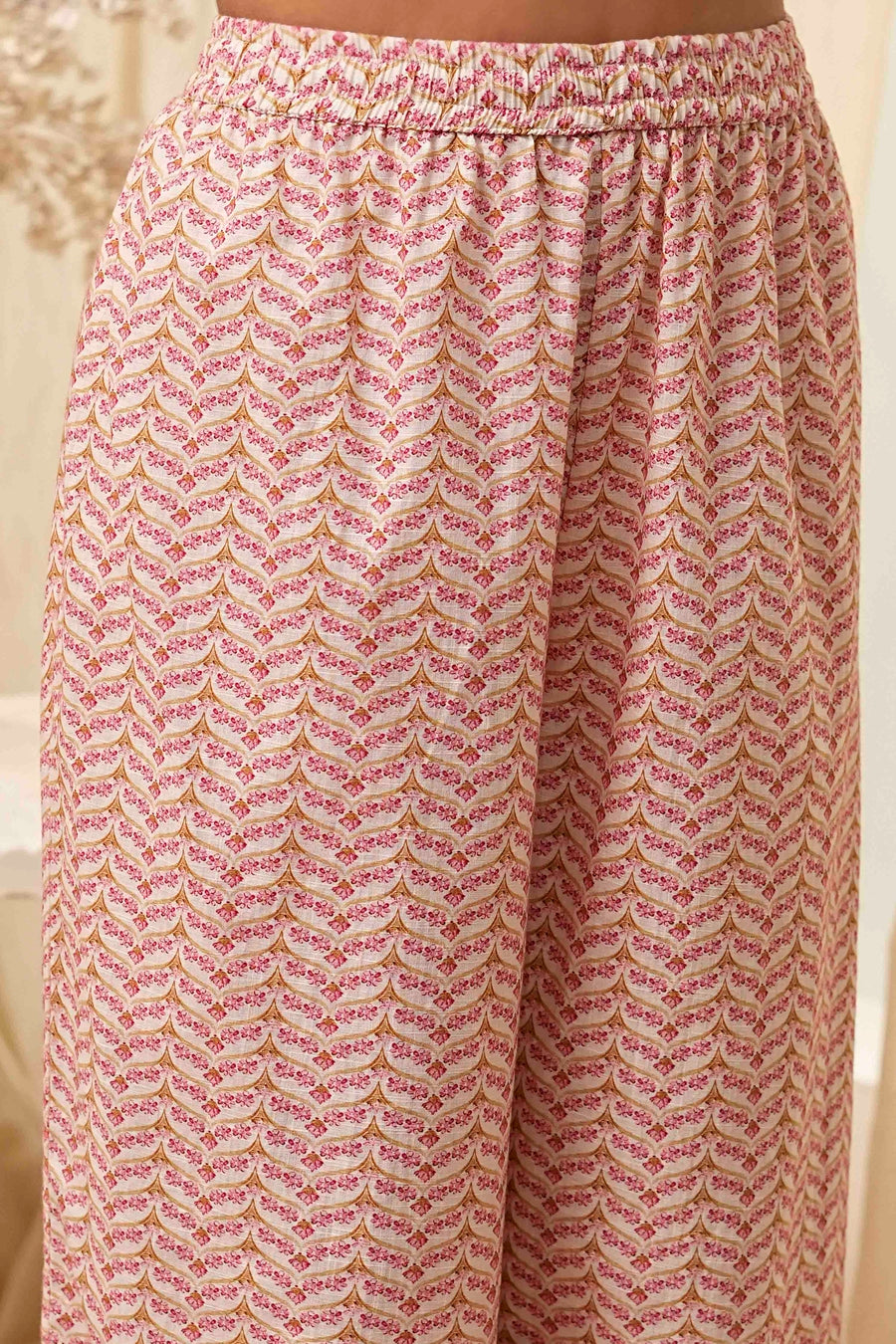 Off-White and Pink Cotton Straight Kurta Set KS60