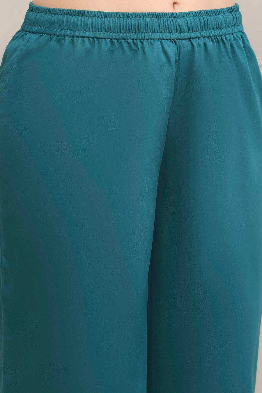Teal Green Poly Cotton Printed Anarkali Kurta Set A34