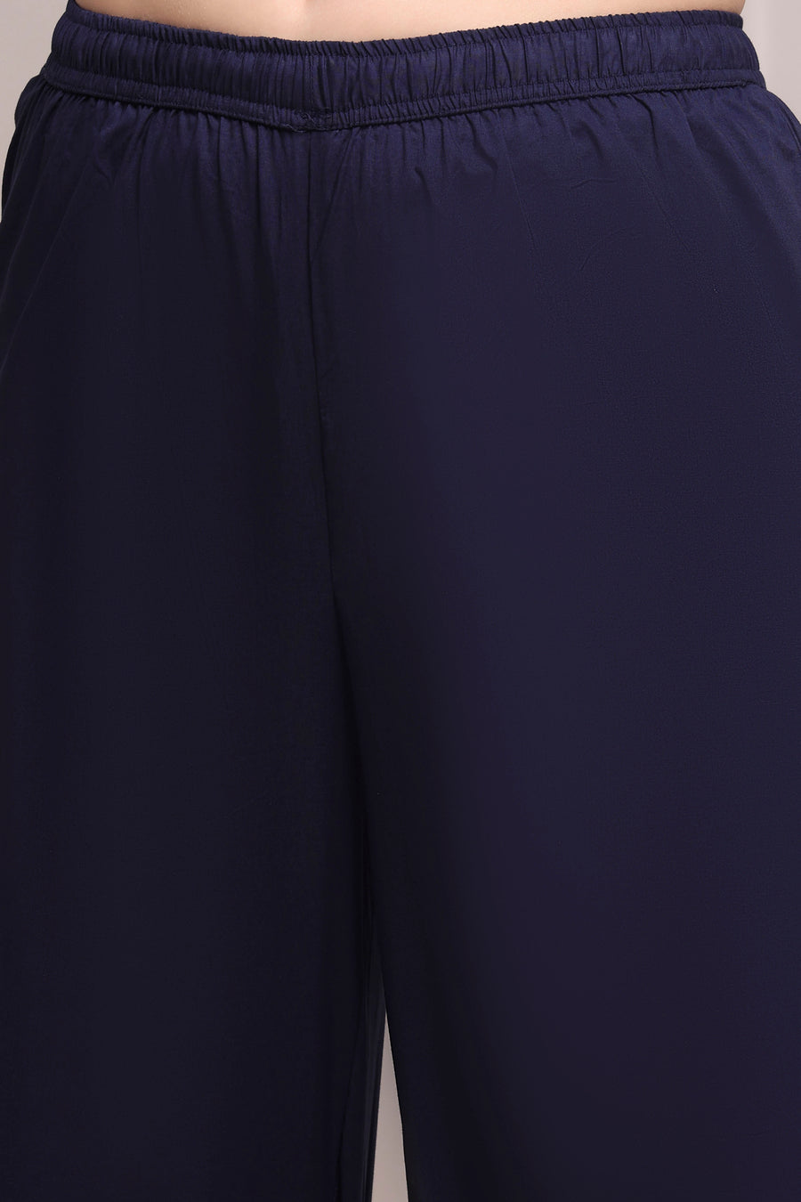 Navy Blue Cotton Printed Anarkali Suit Set A34