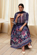 Indigo Cotton Floral Anarkali Suit Set A34