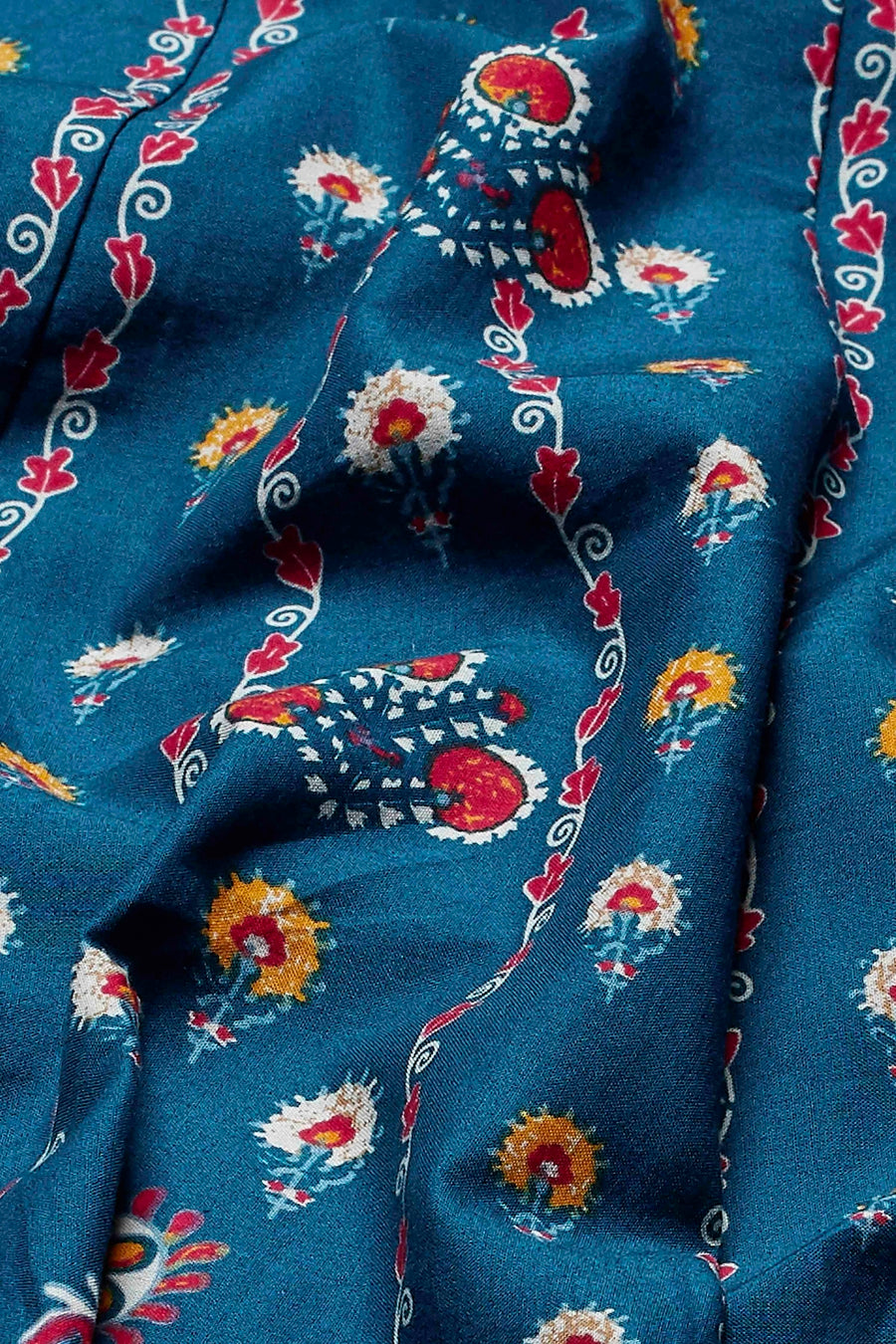 Blue Printed Anarkali Cotton Kurta Set A34