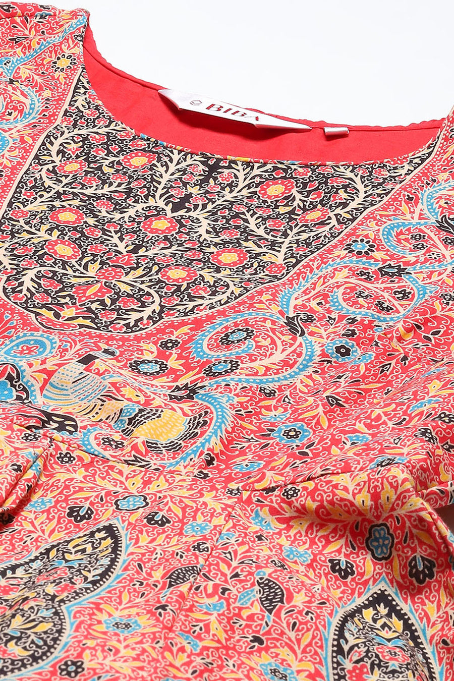 Red Cotton Anarkali Kurta Churidar Suit Set A34