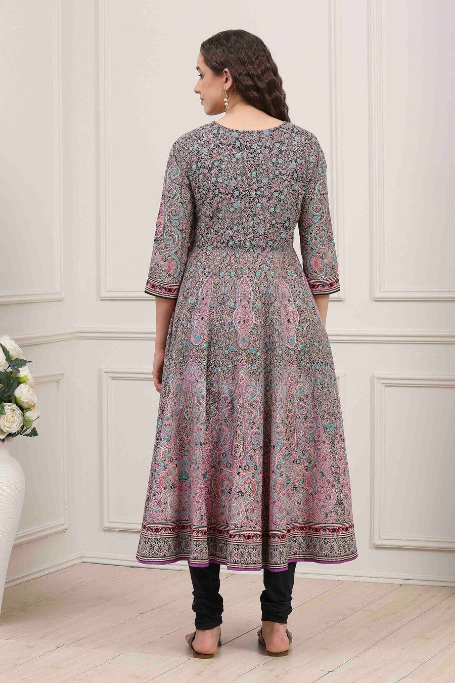 Purple Cotton Printed Anarkali Kurta Set A34