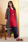 Blue & Red Straight Fusion Set With Necklace KS60