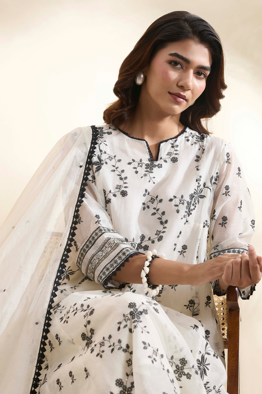 Off-White Cotton Silk Kalidar Kurta Set KS60