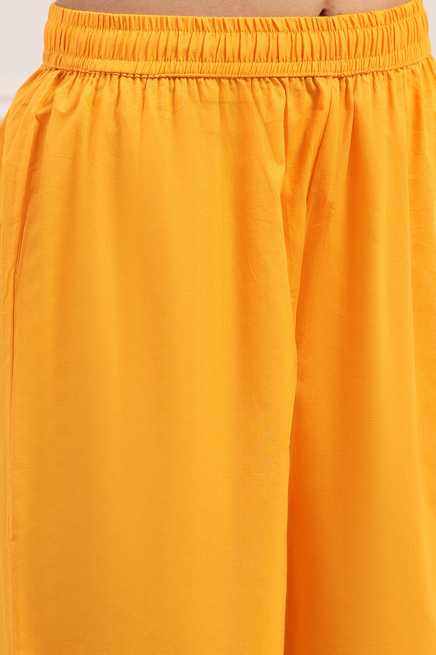Yellow Cotton Lace Trim Embellished Anarkali Kurta Set A34