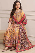 Yellow Cotton Anarkali Kurta Churidar Suit Set A34