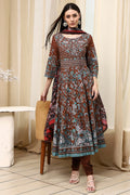 Brown Cotton Fitted Anarkali Suit Set A34