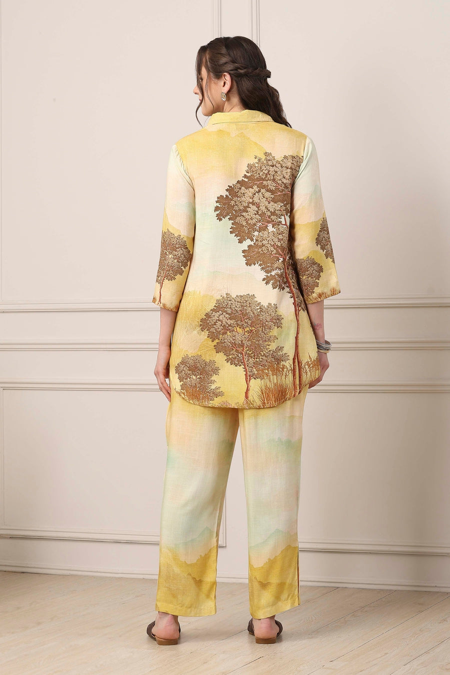 Green & Brown Floral Printed Co-ord Set CO87