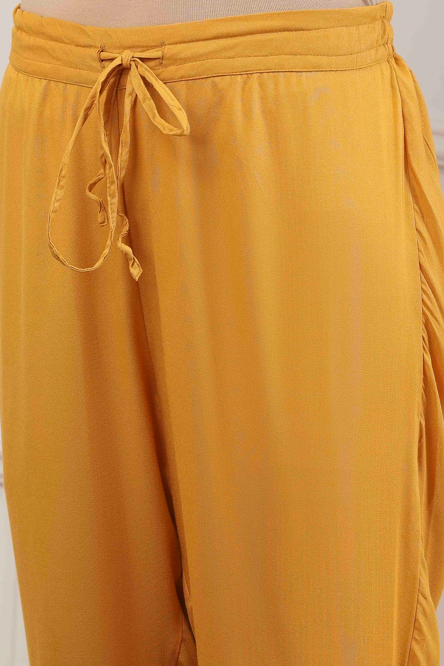 Yellow Minimal Embroidered Straight Suit Set KS60