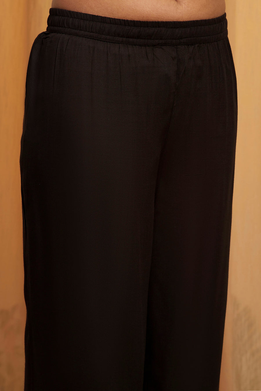 Black Viscose Blend Printed Straight Kurta Set KS60
