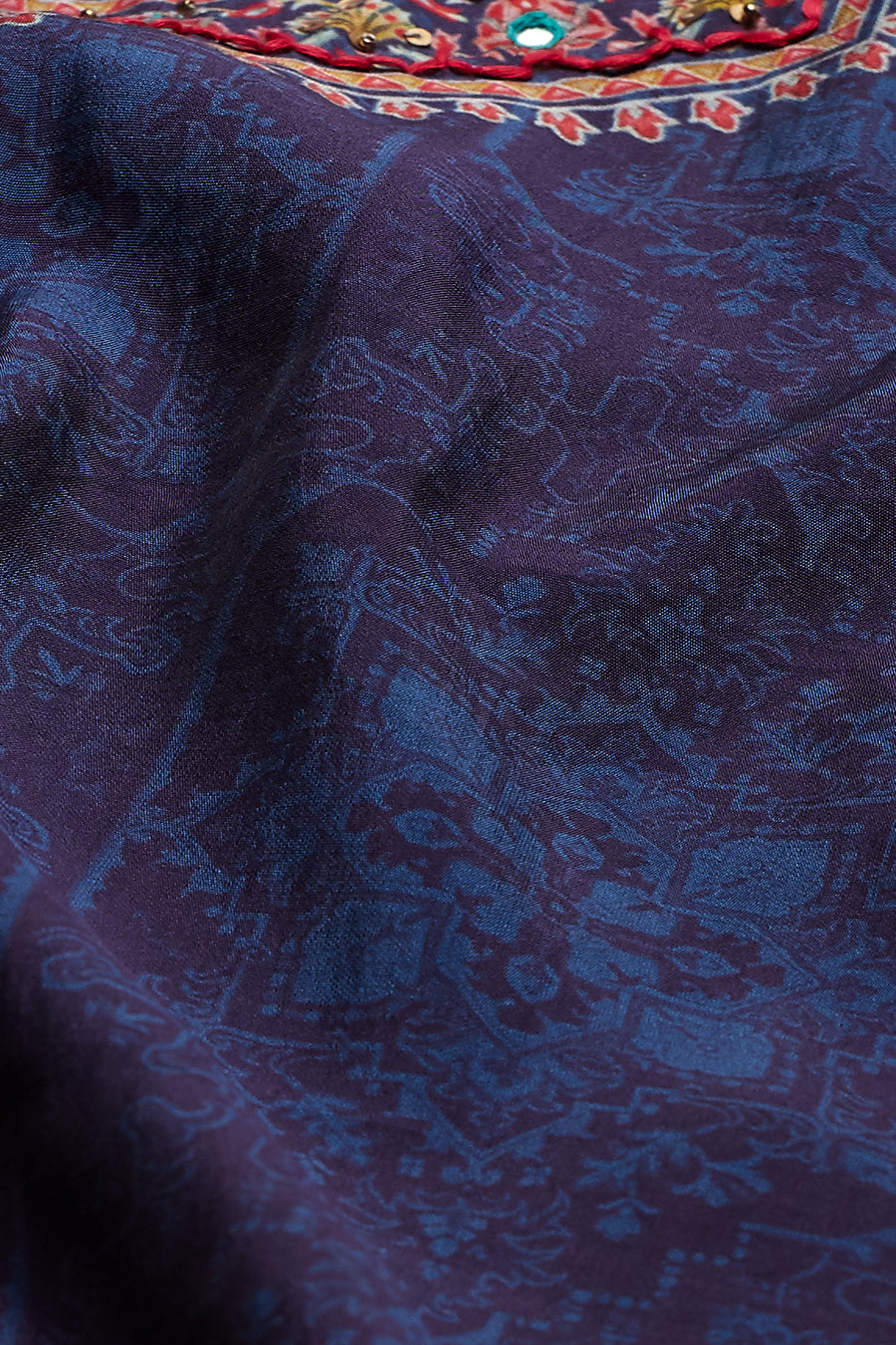 Blue Viscose Silk Printed Straight Kurta Set KS60