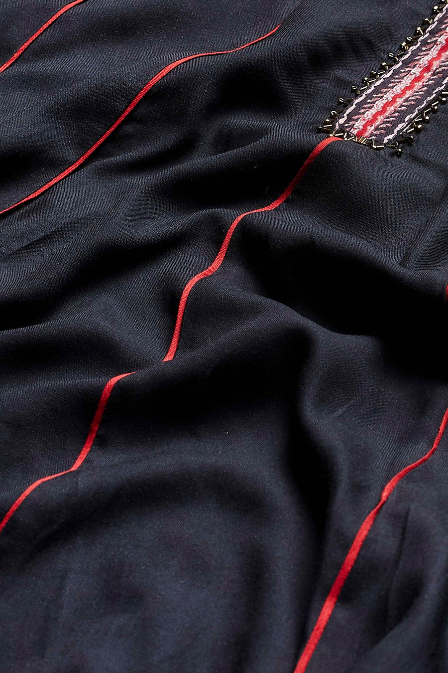 Black Viscose Rayon Printed Kalidar Kurta Set KS60