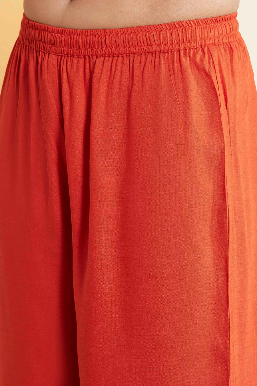 Rust Cotton Yoke Design Straight Kurta Set KS60