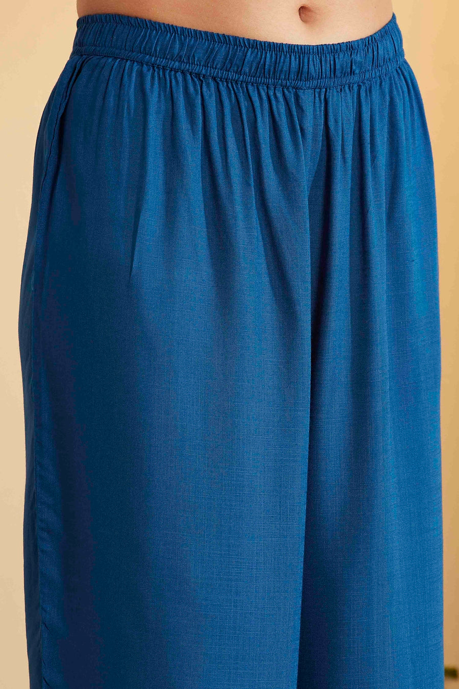 Blue Viscose Rayon Yoke Design Straight Kurta Set KS60