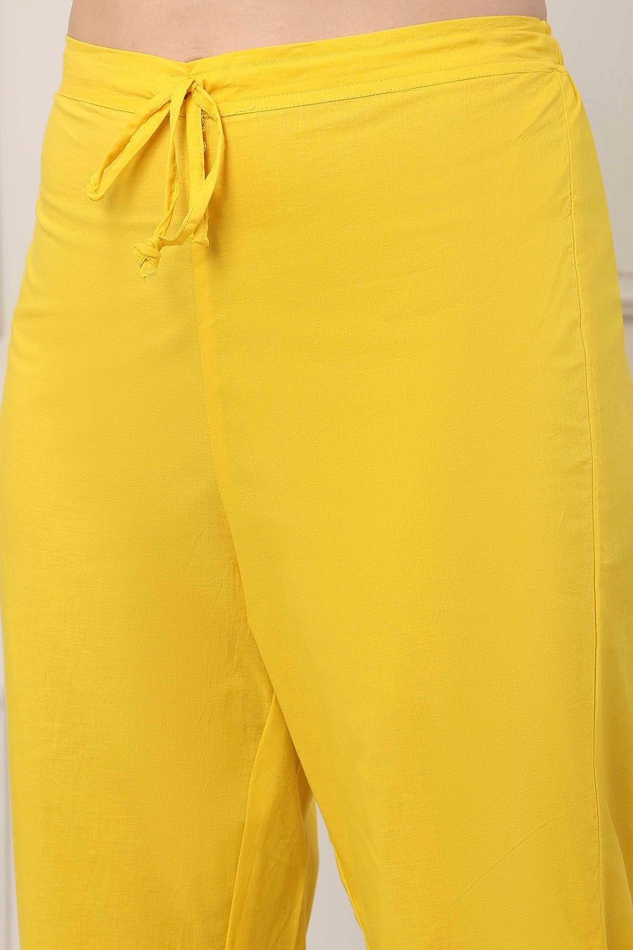 Yellow Cotton Schiffli Embroidered Kalidar Suit Set KS60