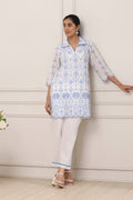 White Cotton Schiffli Embroidered Straight Suit Set CO87