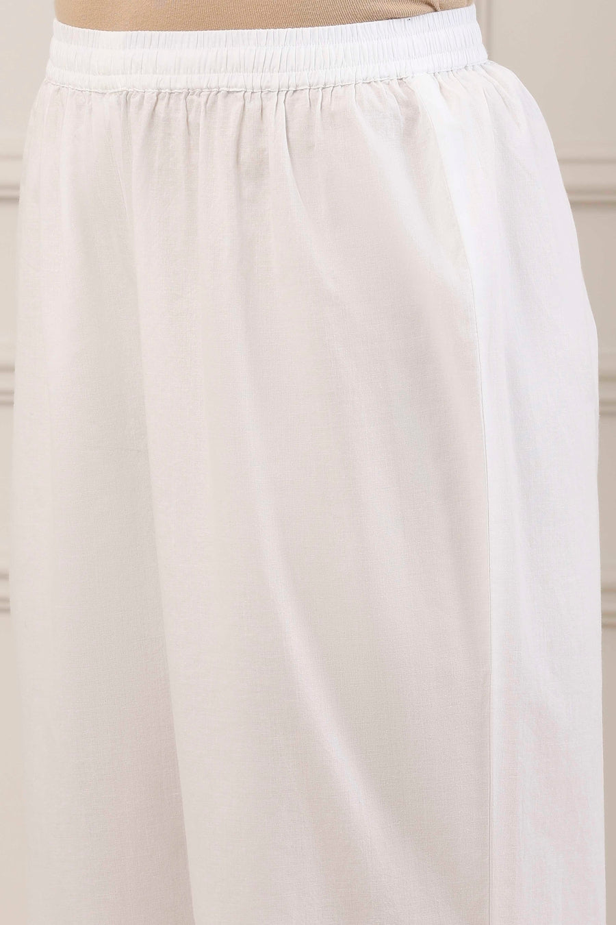 White Cotton Schiffli Embroidered Straight Suit Set CO87