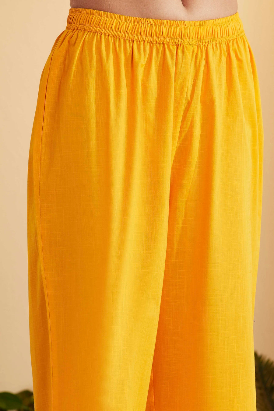 Yellow Cotton Anarkali Printed Kurta Set A34