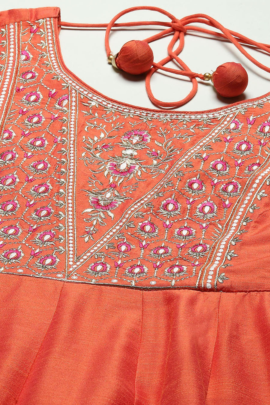 Orange Embroidered Detail Festive Anarkali Suit Set A34