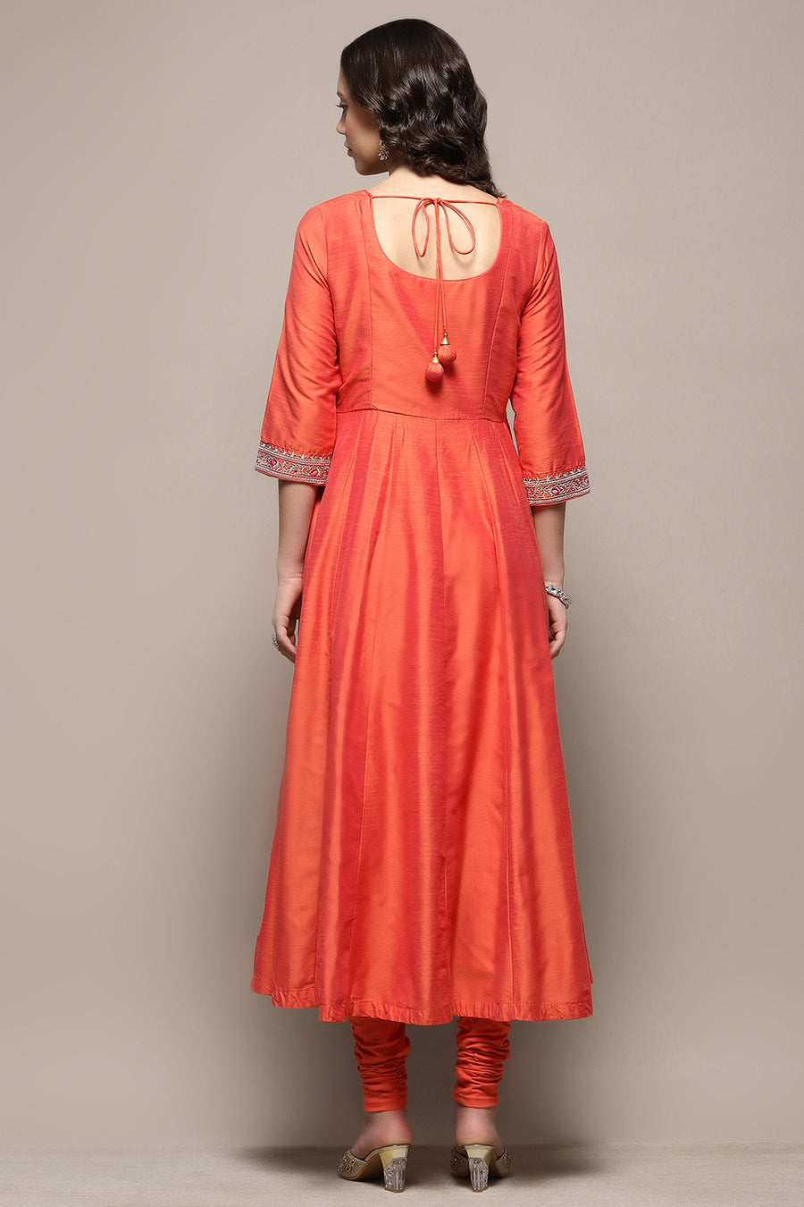 Orange Embroidered Detail Festive Anarkali Suit Set A34
