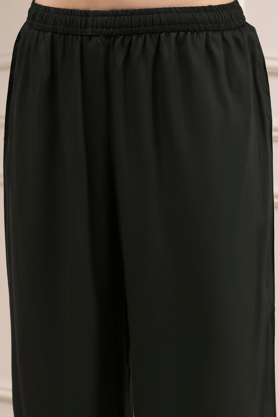 Charcoal Black Printed Gathered Suit Set KS60