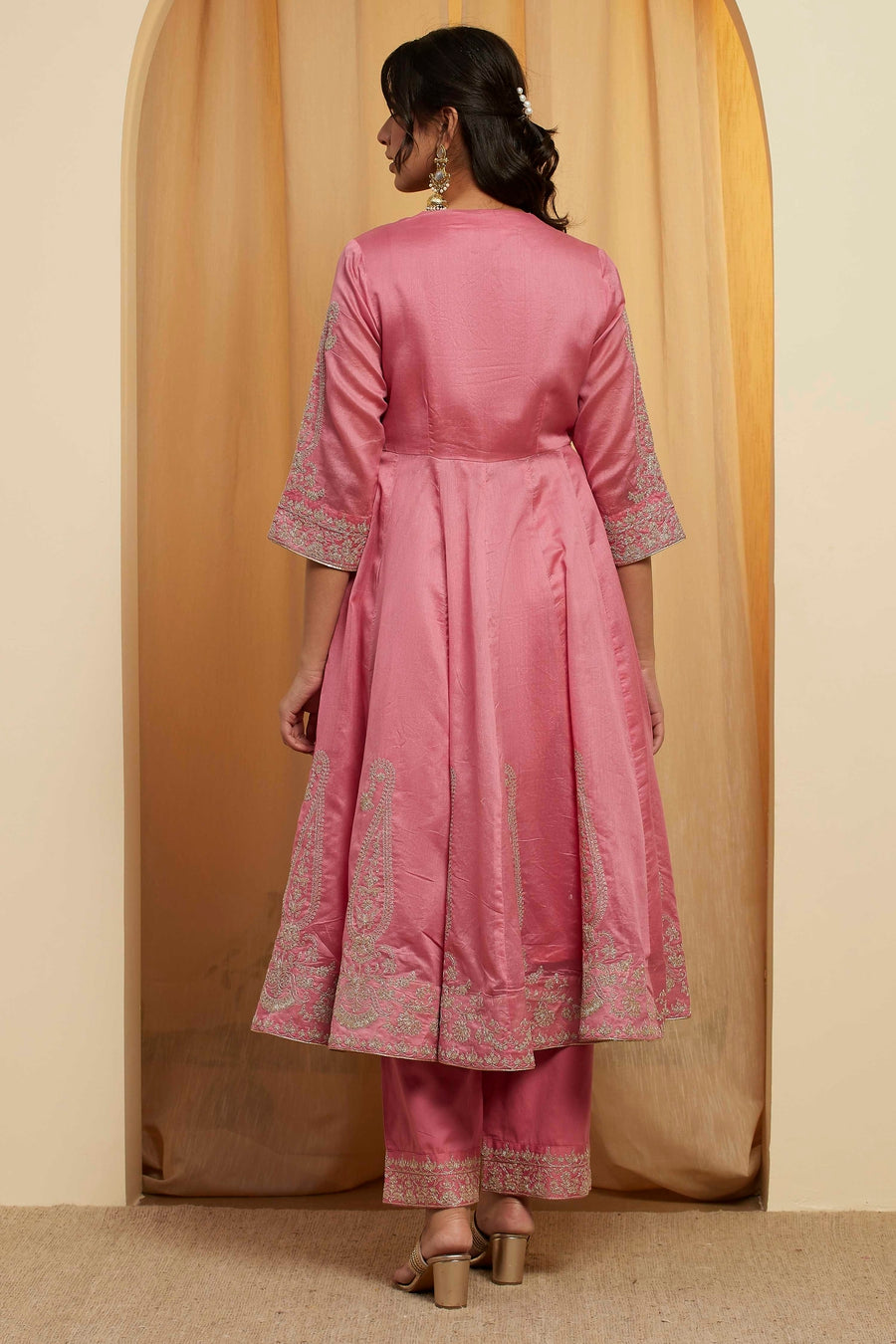 Pink Embroidered Anarkali Suit Set A34
