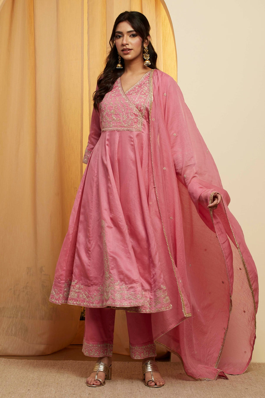 Pink Embroidered Anarkali Suit Set A34