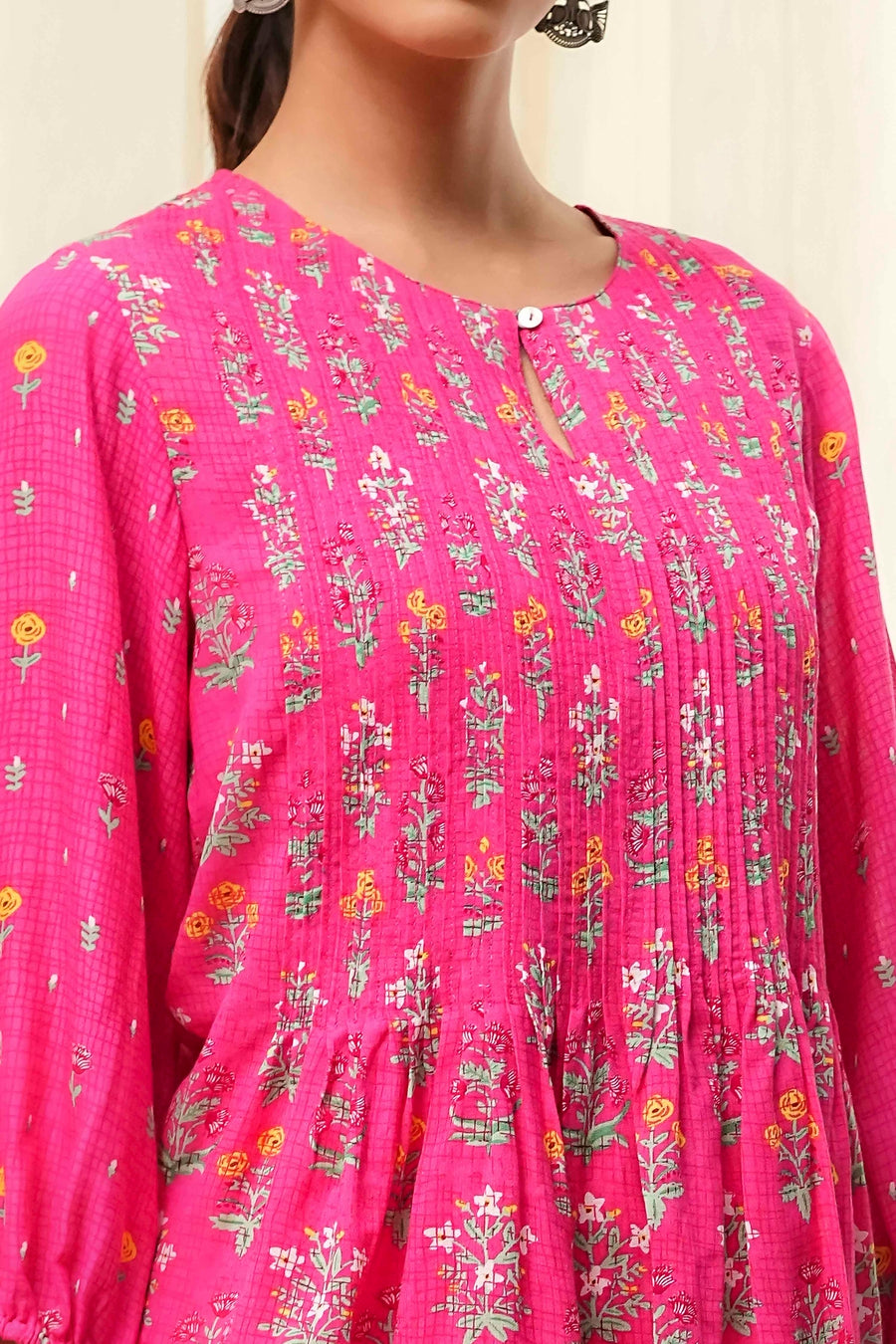Pink Straight Printed Short Kurta K60