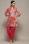 Fuschia Viscose Rayon Printed Straight Kurti K60