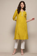 Lime Yellow Cotton Straight Kurta K60