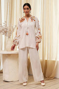 Off-White Embroidered Straight Co-ord Set CO87