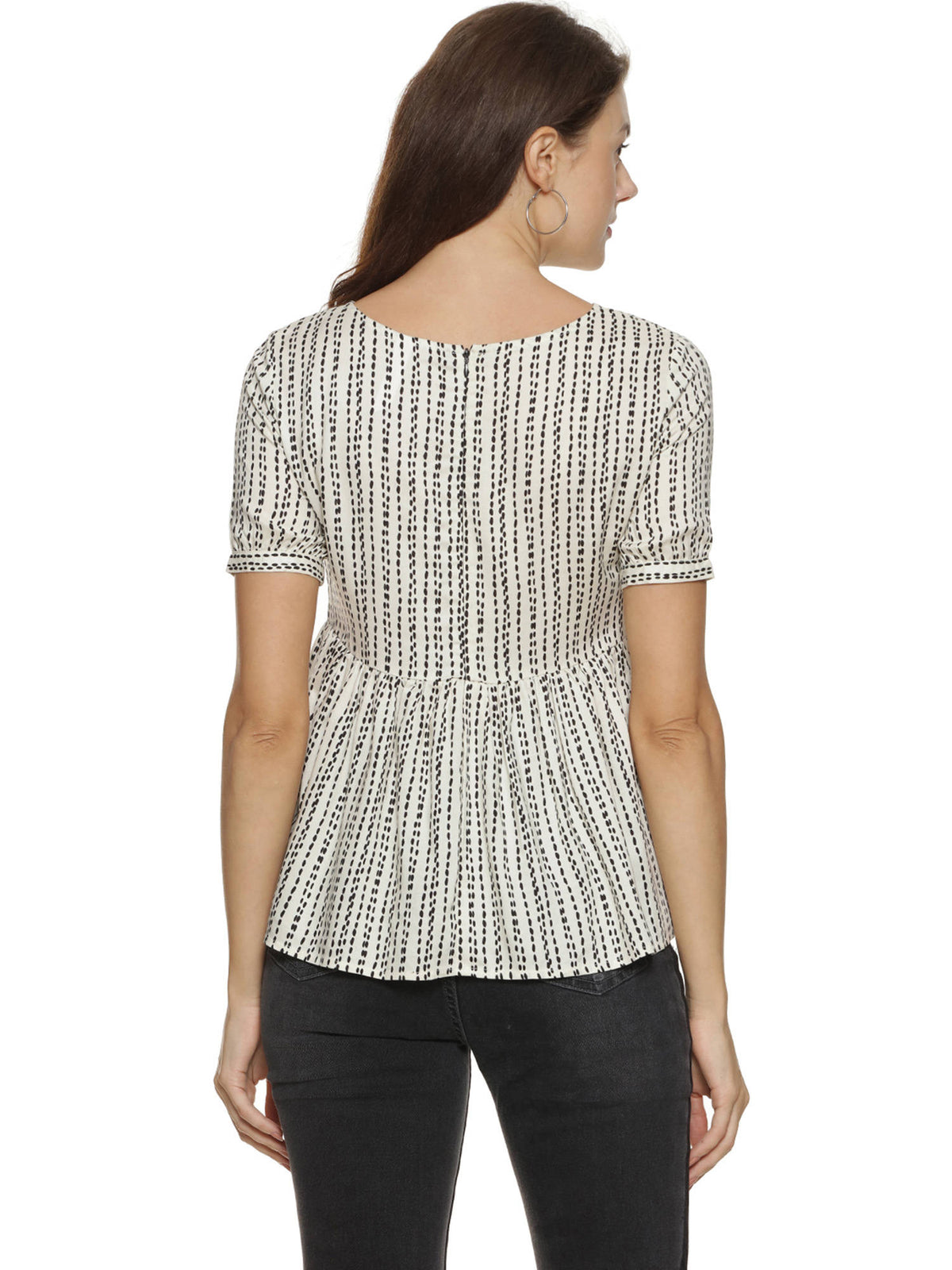 Women White Printed Regular Fit Peplum Top | pt51 - view 2