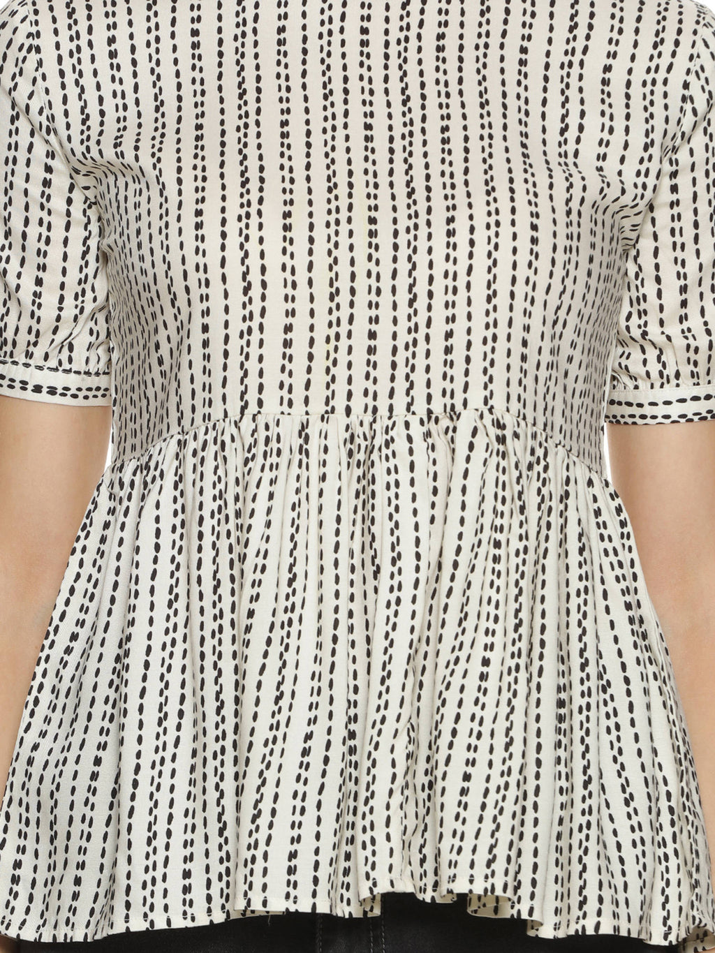 Women White Printed Regular Fit Peplum Top | pt51 - view 4