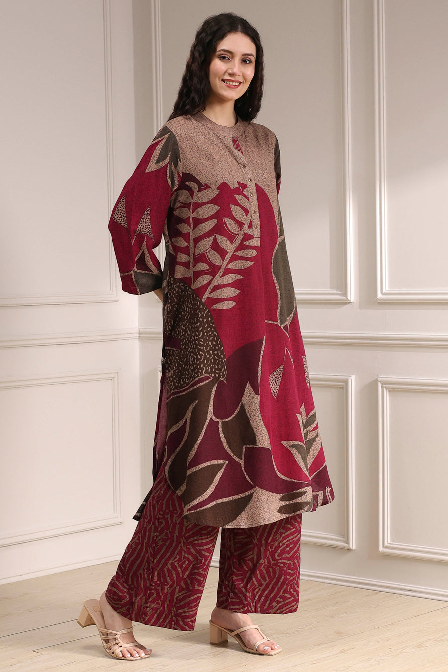 Berry Printed Straight Kurta Set CO87