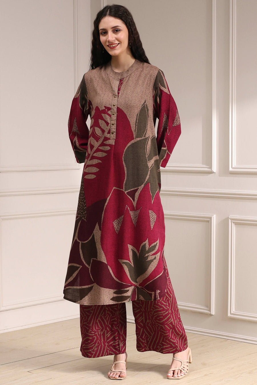 Berry Printed Straight Kurta Set CO87