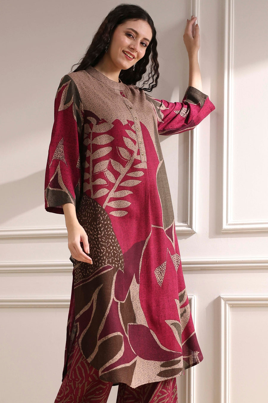 Berry Printed Straight Kurta Set CO87