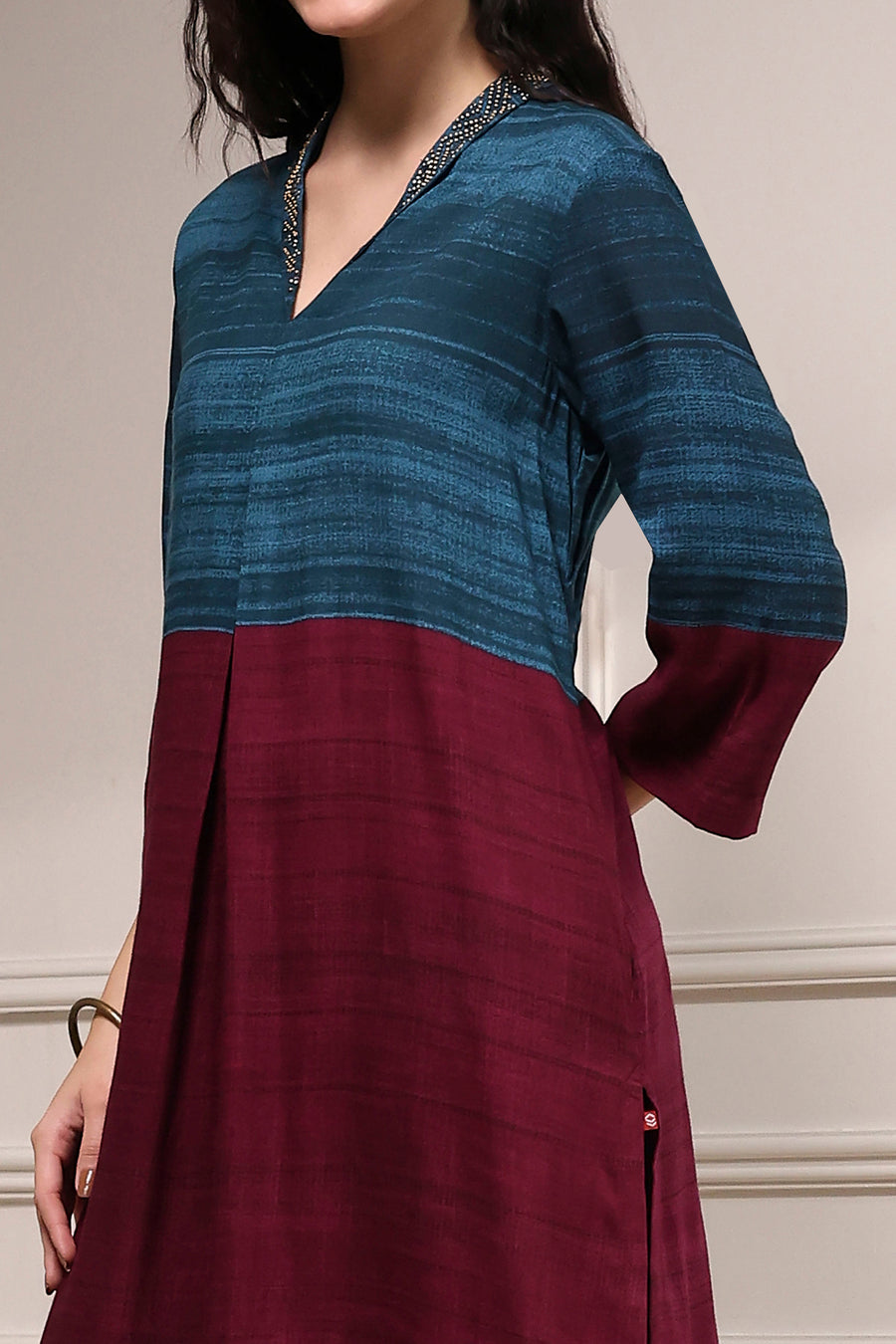 Teal Viscose Rayon Straight Printed Kurta Pants Set CO87
