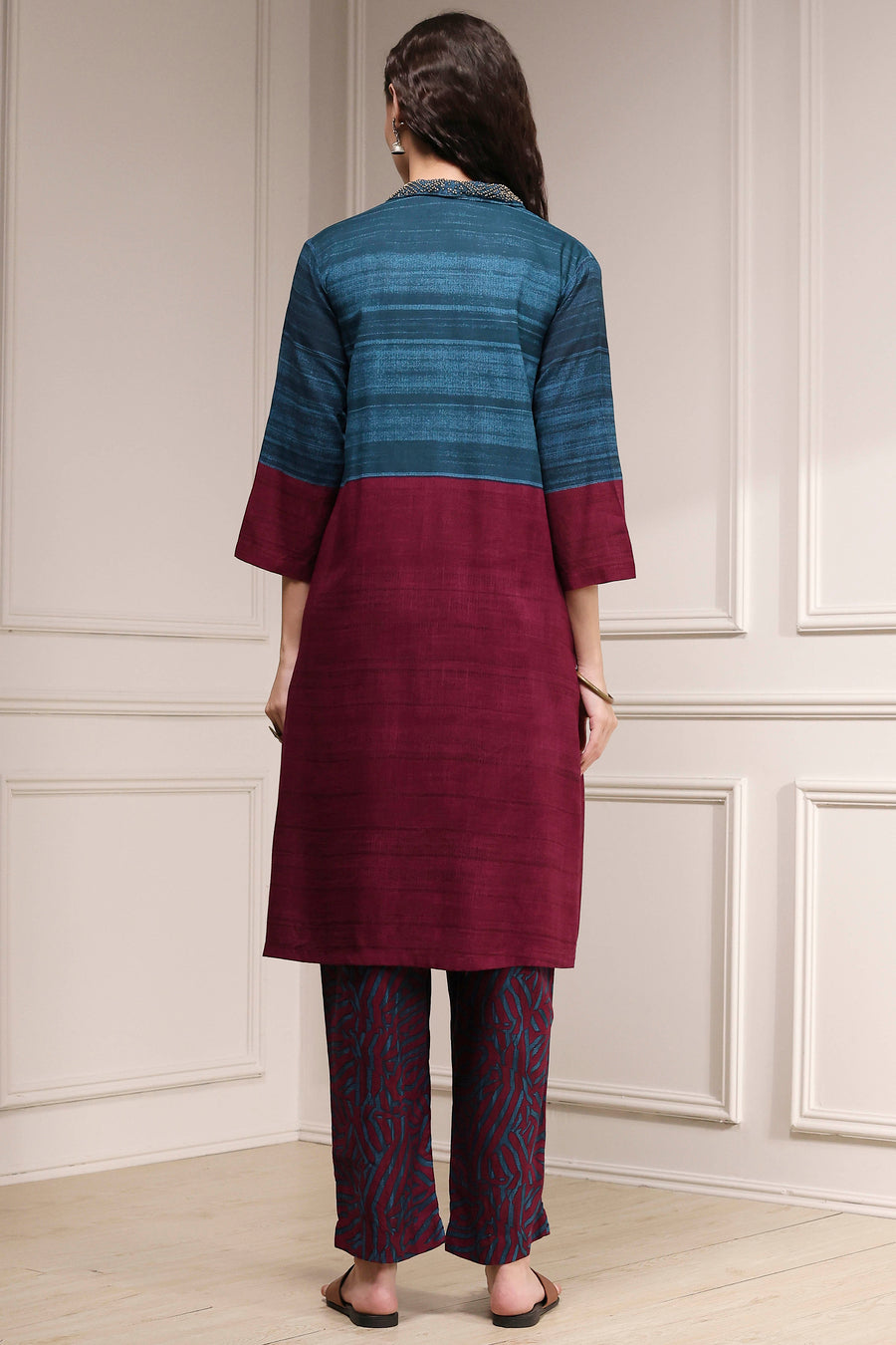Teal Viscose Rayon Straight Printed Kurta Pants Set CO87
