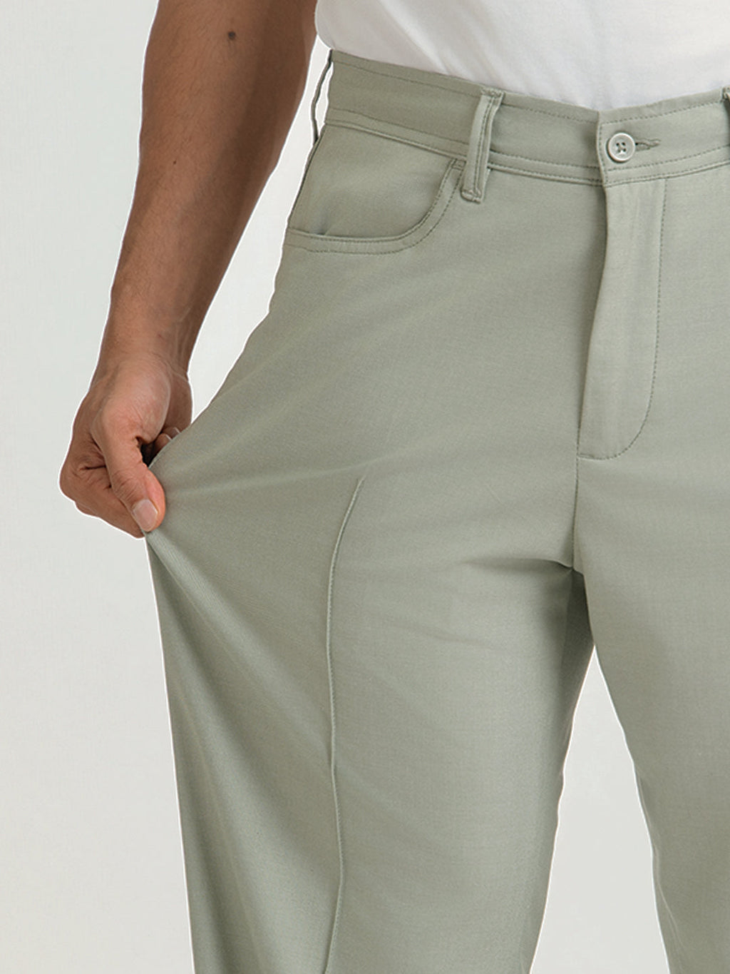 Korean Green Relaxed Fit Pintuck Pants