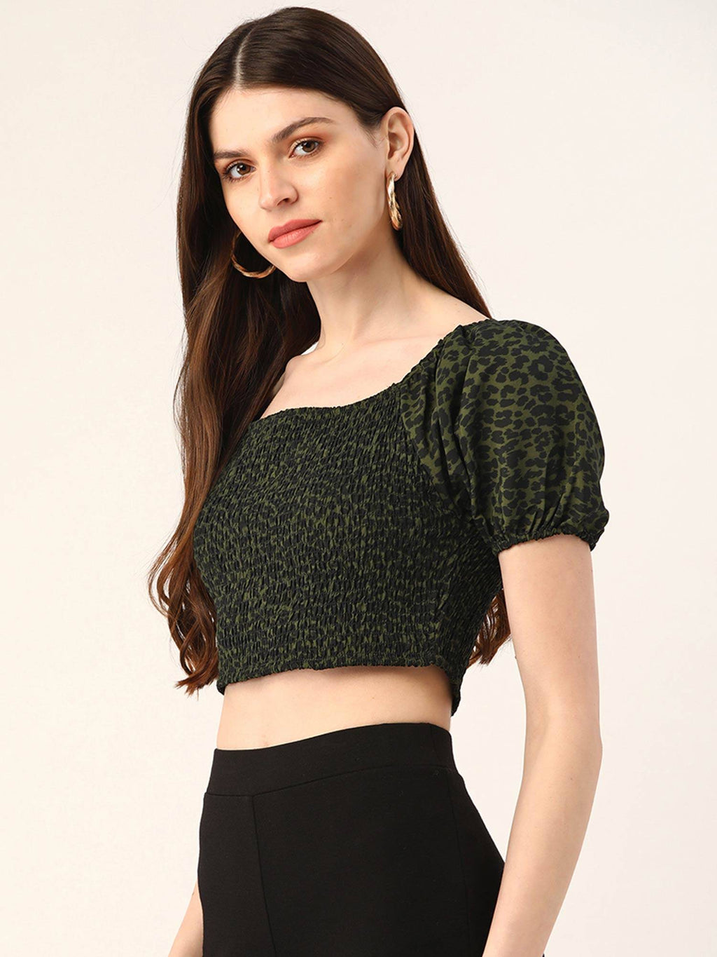 Green Printed Crop Top | CT61 - view 3