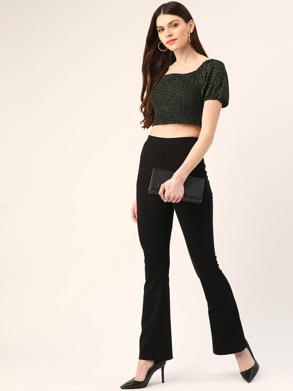 Green Printed Crop Top | CT61 - view 4