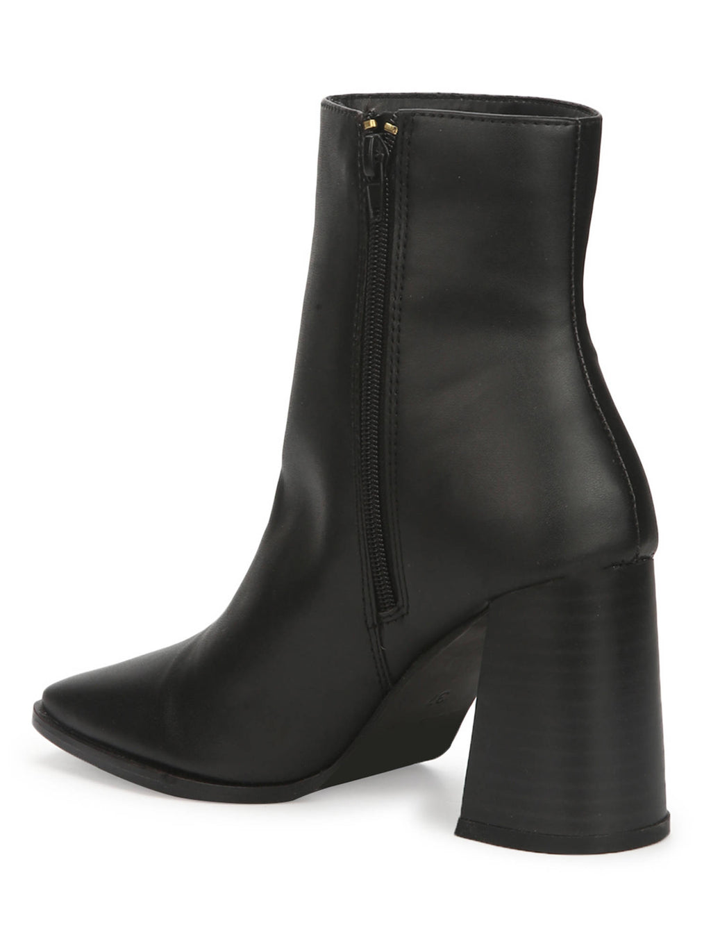 Black PU Side Zip Block Ankle Boots | BT61 - view 2