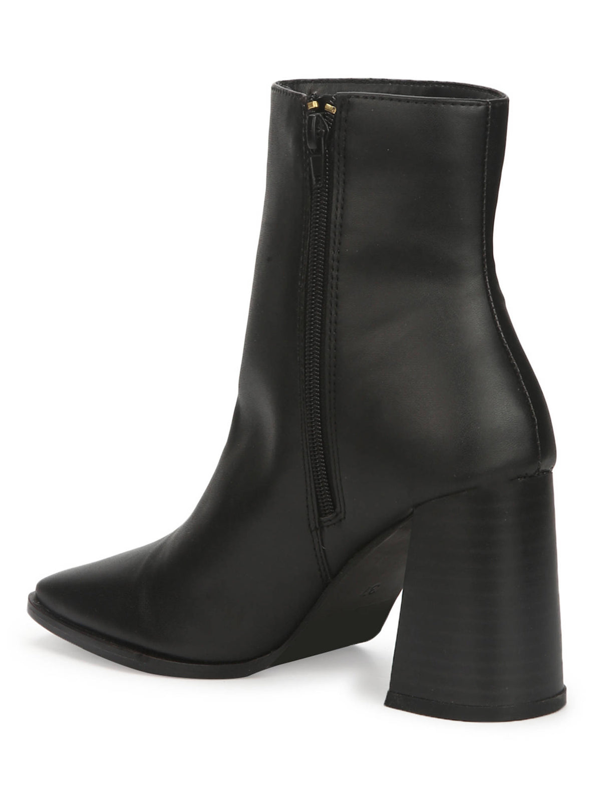 Black PU Side Zip Block Ankle Boots | BT61 - view 2
