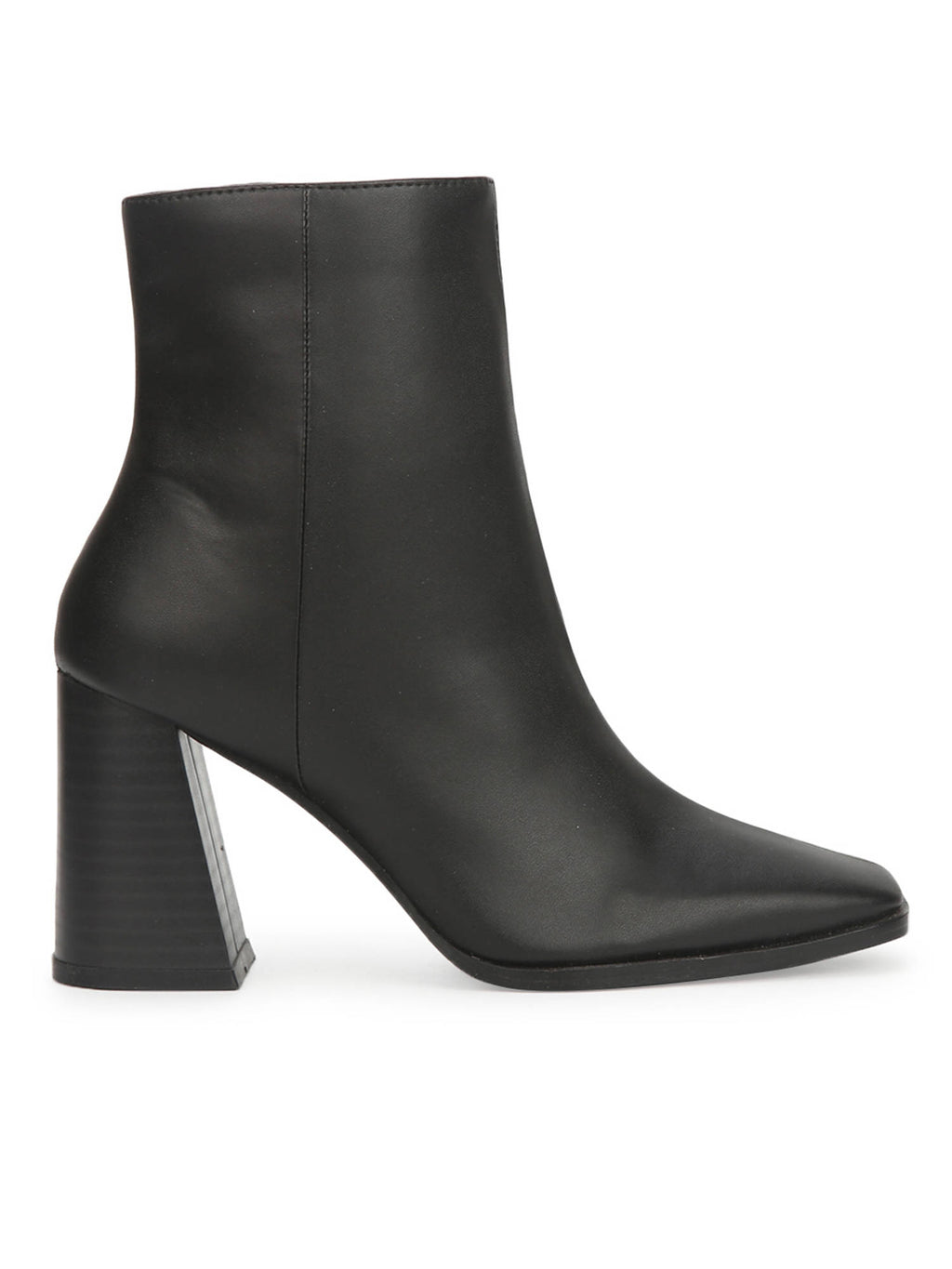 Black PU Side Zip Block Ankle Boots | BT61 - view 3