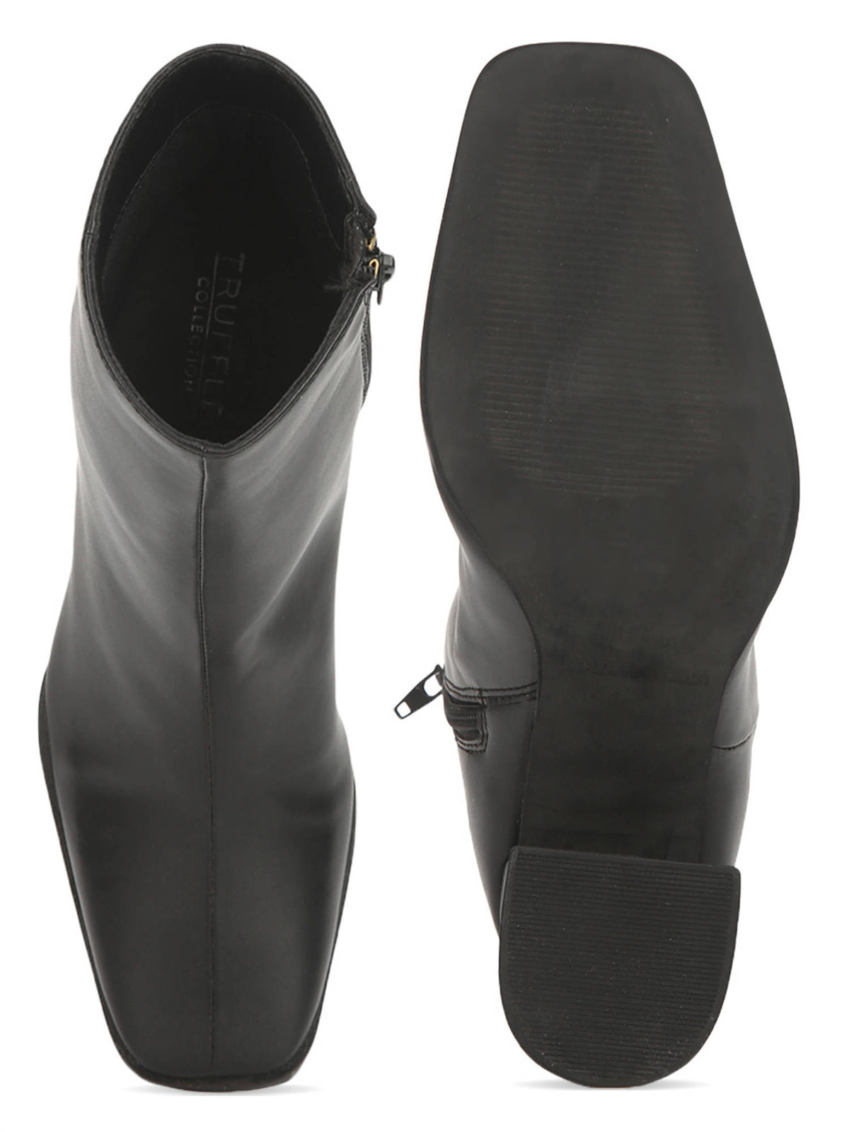 Black PU Side Zip Block Ankle Boots | BT61 - view 4