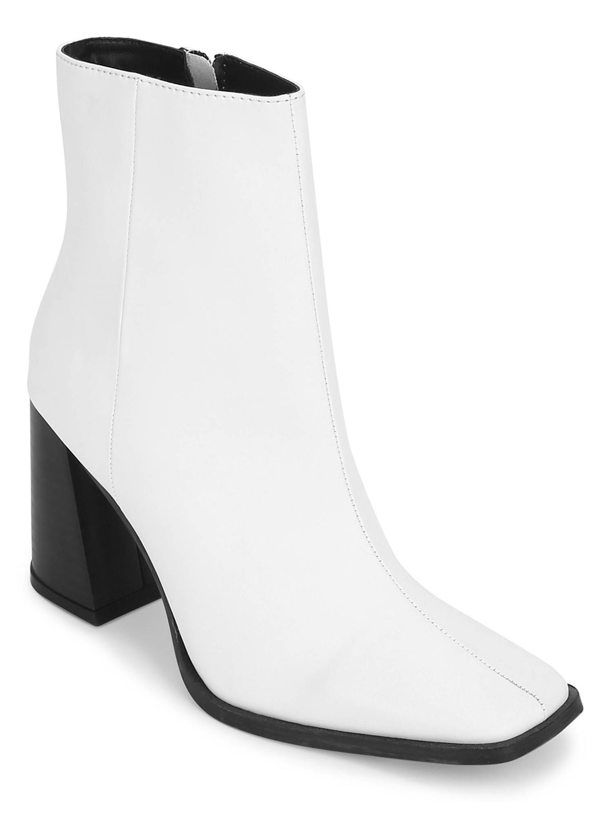 Black PU Side Zip Block Ankle Boots | BT61 - view 6