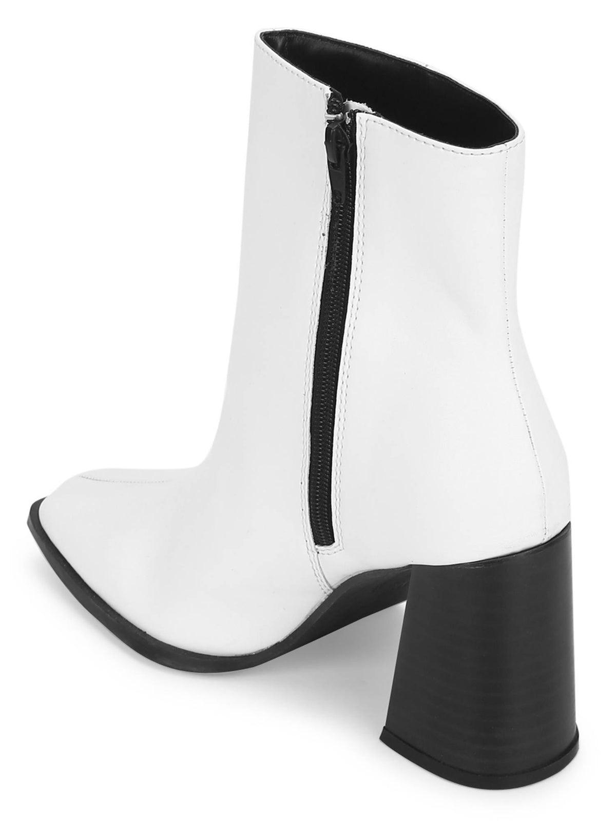 Black PU Side Zip Block Ankle Boots | BT61 - view 7