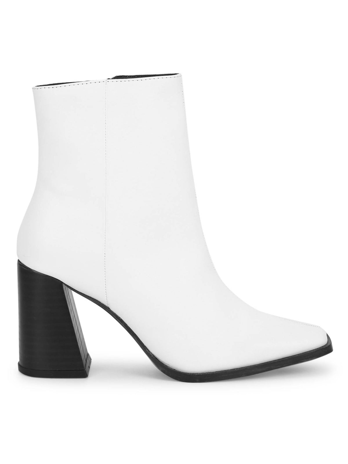 Black PU Side Zip Block Ankle Boots | BT61 - view 8
