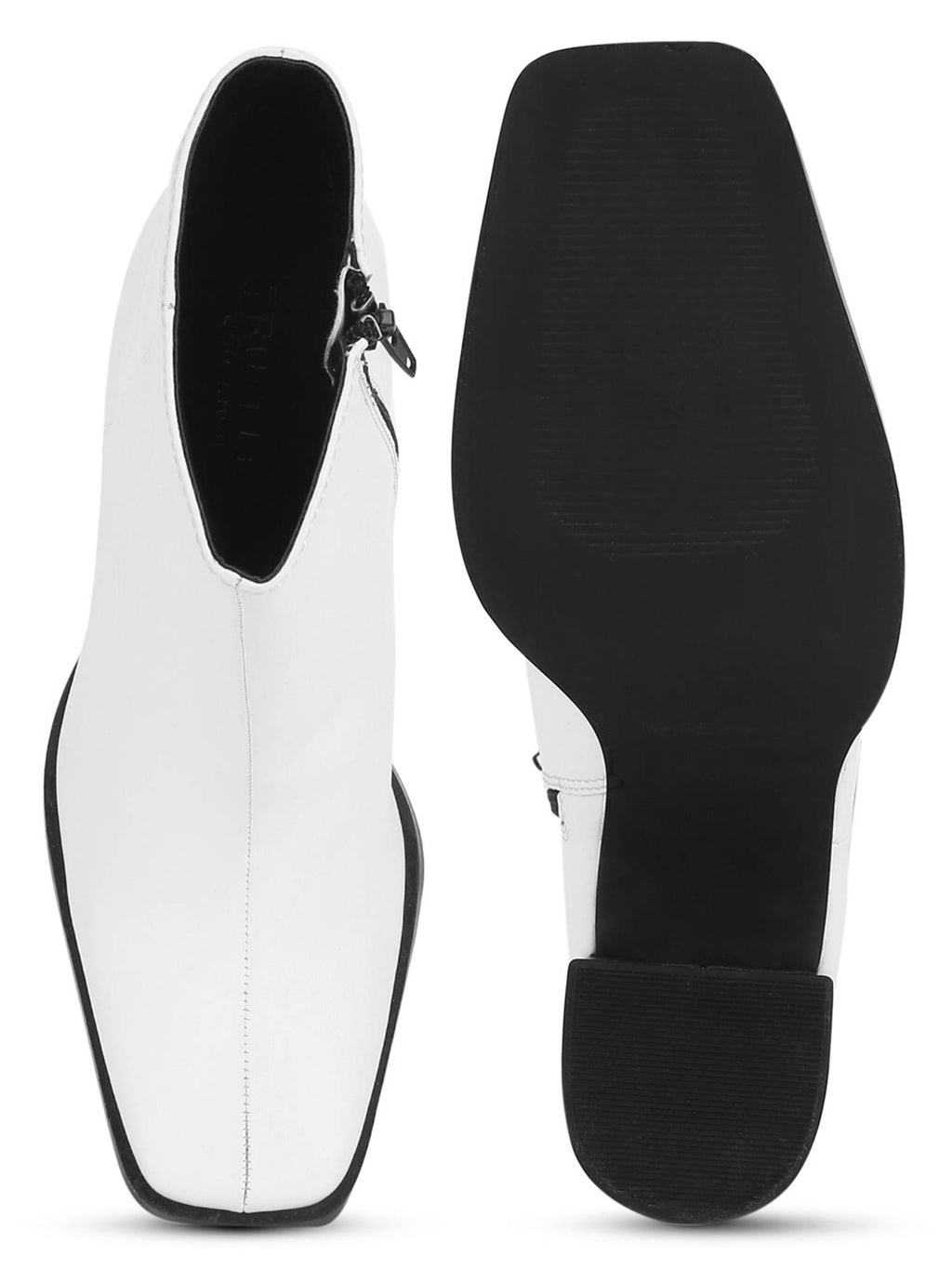 Black PU Side Zip Block Ankle Boots | BT61 - view 9